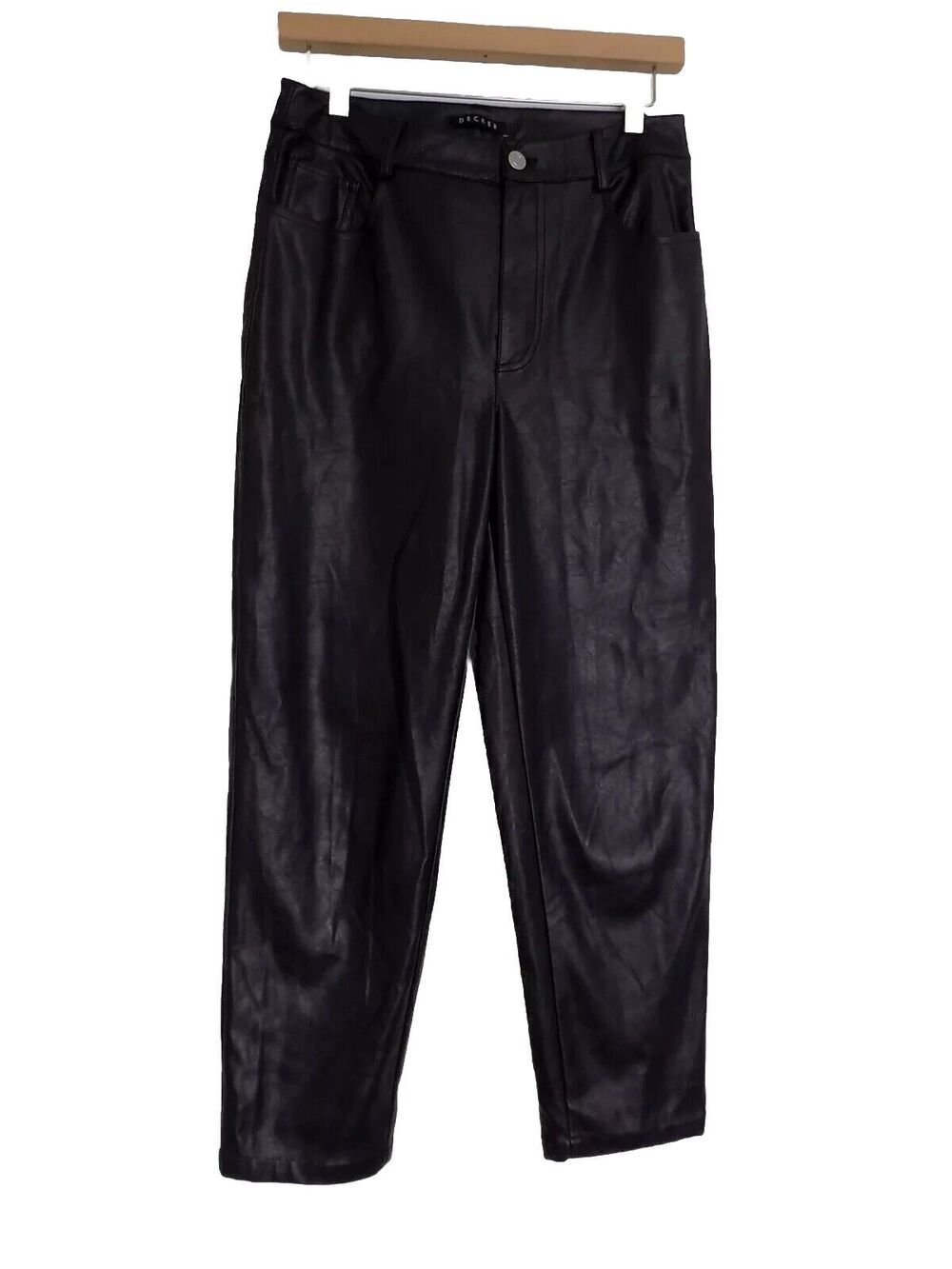 Decker black faux leather pants womens size Medium
